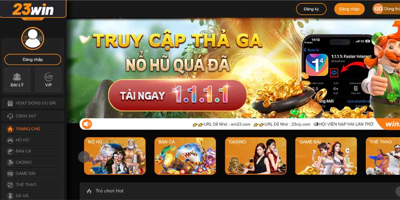 Bạn cần truy cập vào website chính thức của 23win